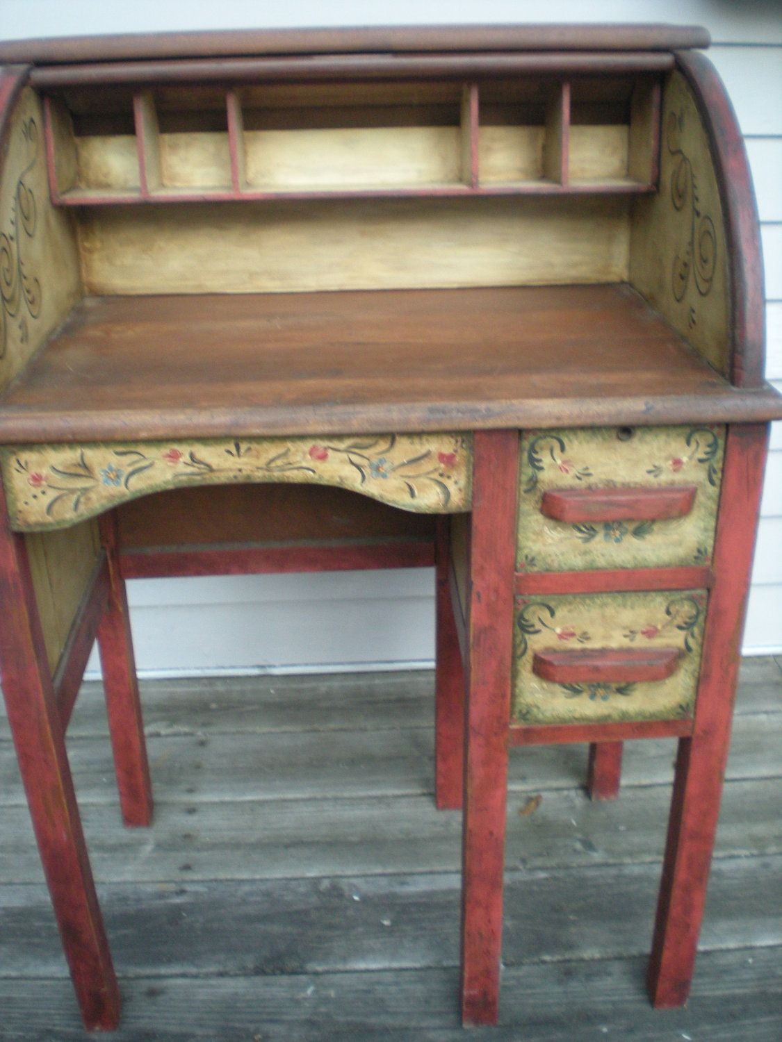 Small roll top desk and stool