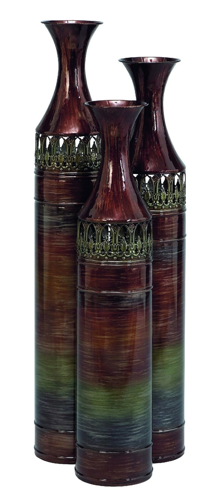 Tall metal floor vases 1