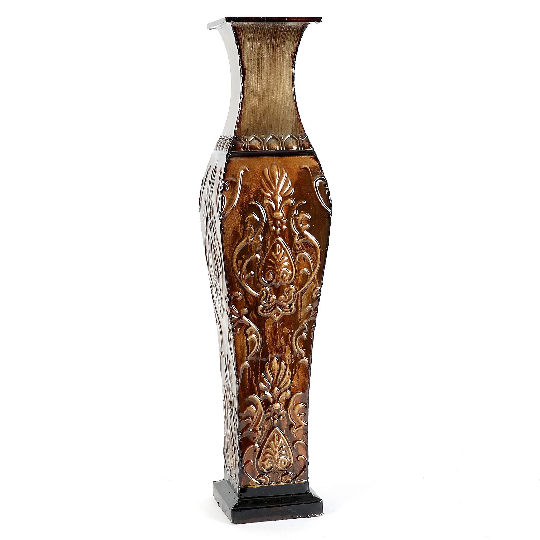 Tall silver floor vase
