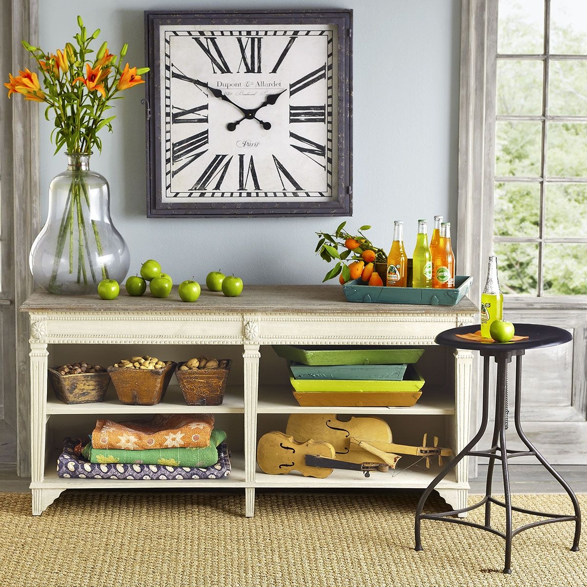 W7025 handpainted parisian clock wall art family room