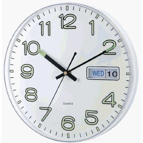 1010w glow in the dark day and date wall clock