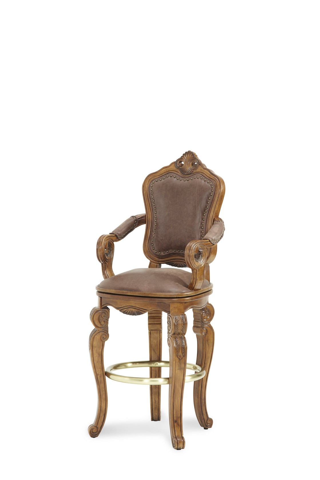 Aico tuscano swivel bar stool in biscotti finish set of