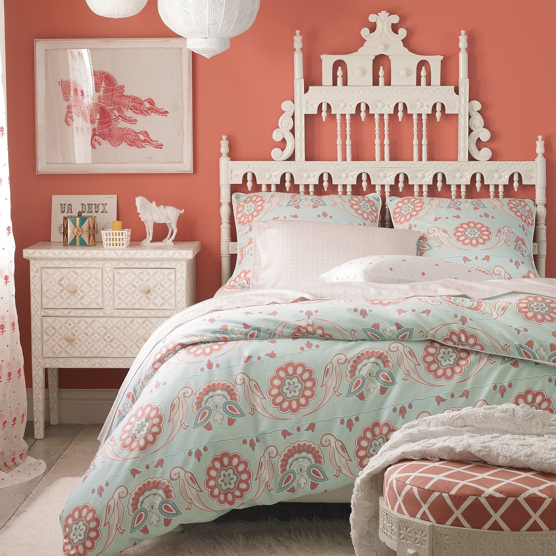 Coral teen bedding