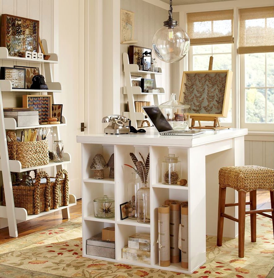 Counter height kitchen table with storage