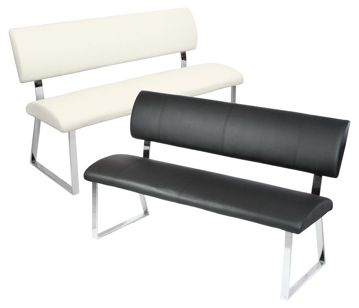 Leather bench with back