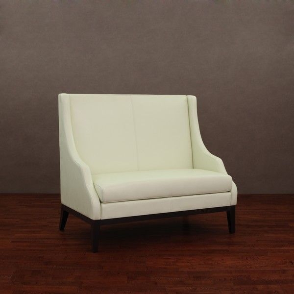 Lummi white leather high back loveseat