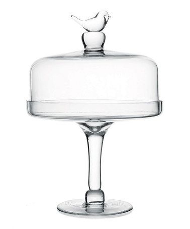T little birds pedestal cake plate with dome 211578 clear