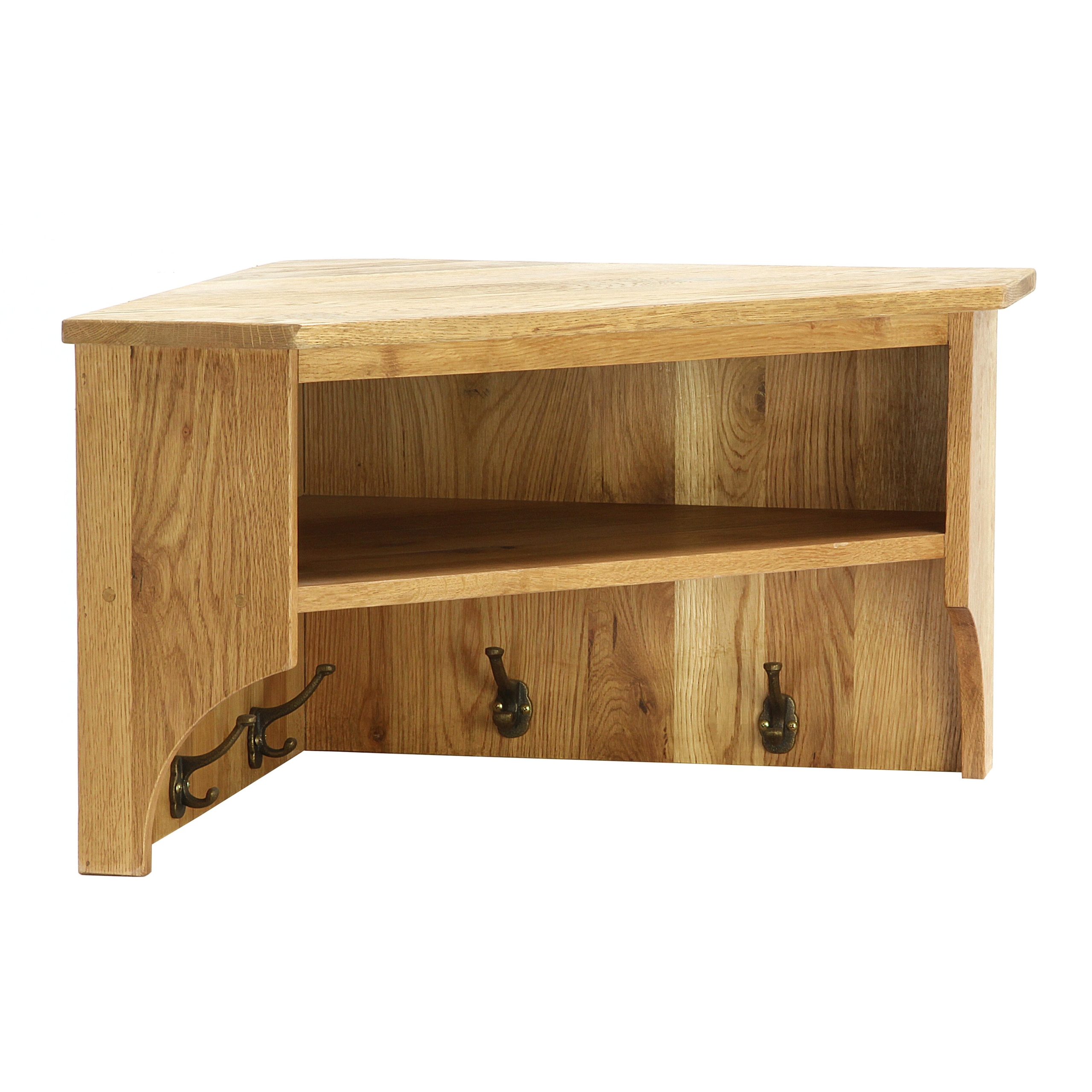 Vancouver petite oak wall shelf large corner with coat rack