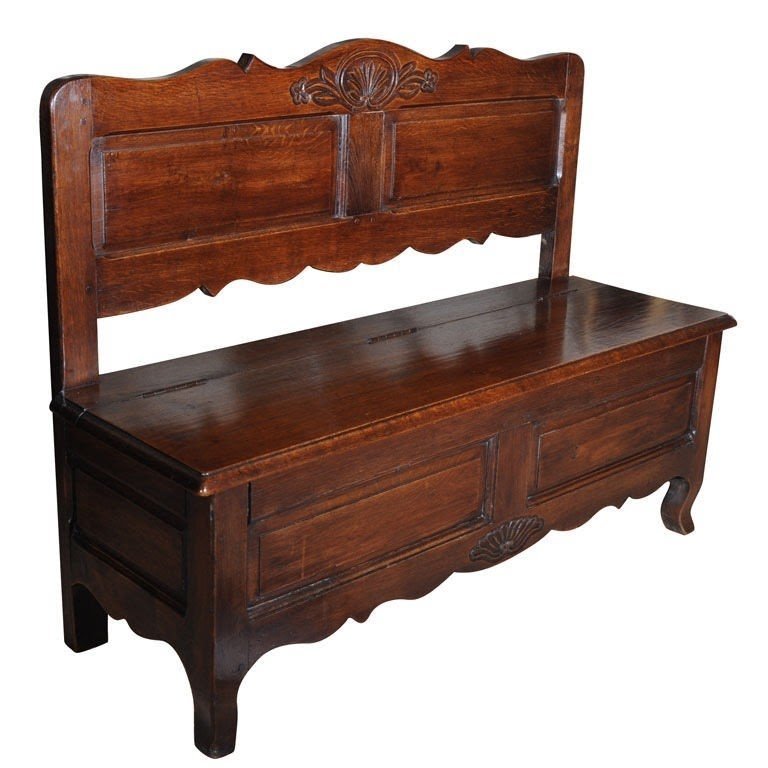 20th century antique wooden bench w storage