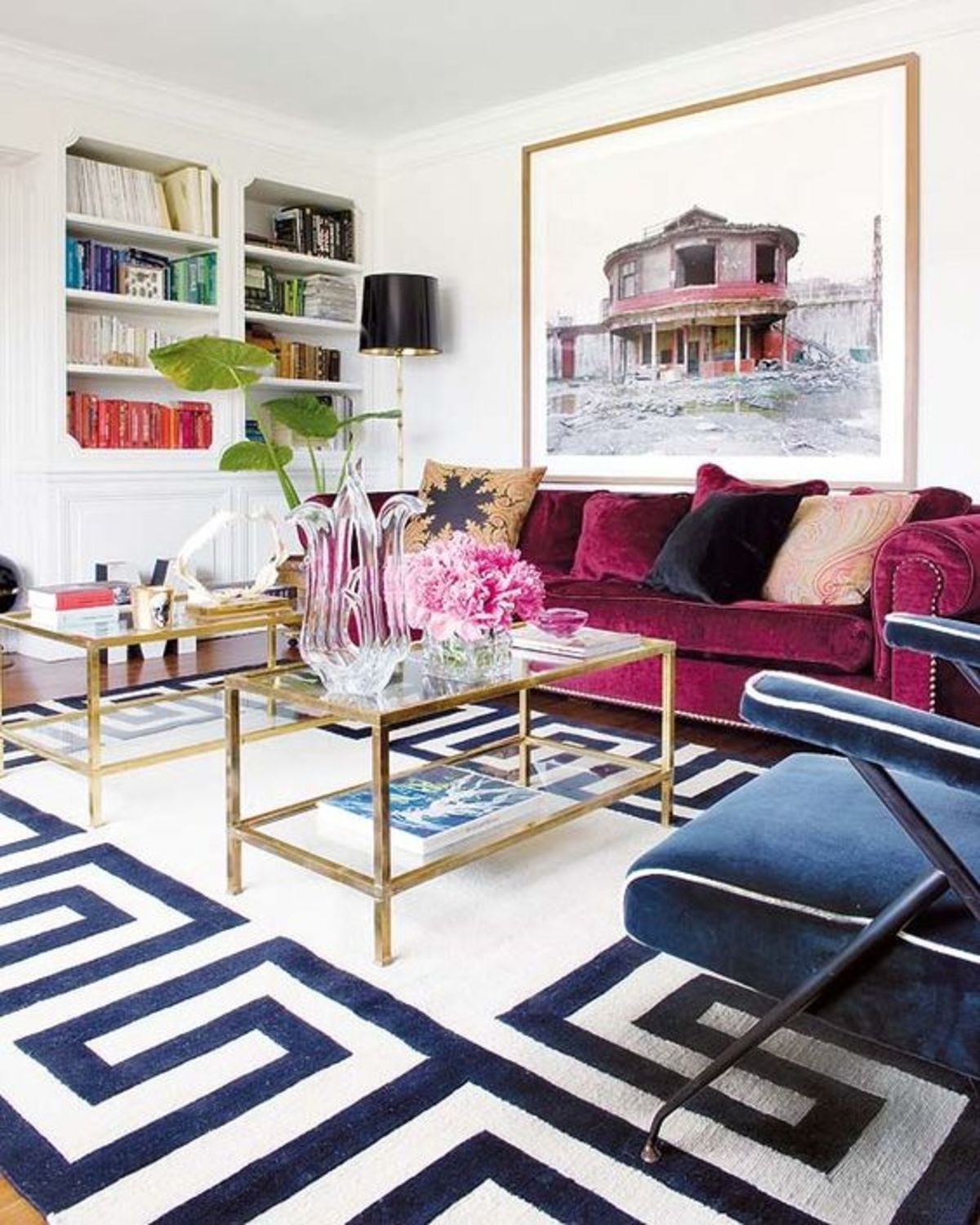 Blue and white vinyl flooring