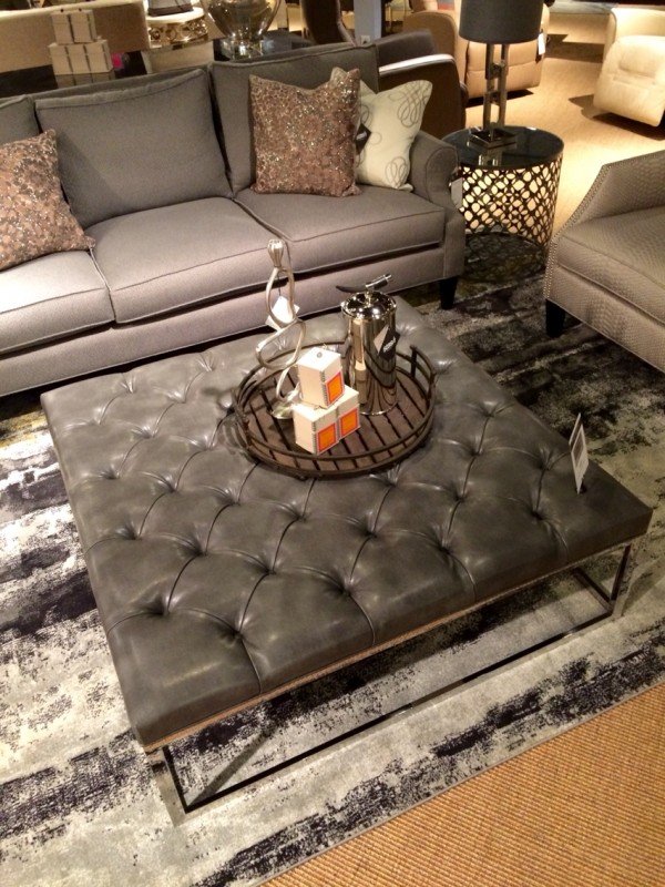 Brown tufted ottoman