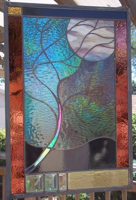 Flowing tree in moonlight stained glass