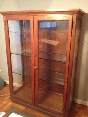 Oak wood glass vintage curio cabinet china closet