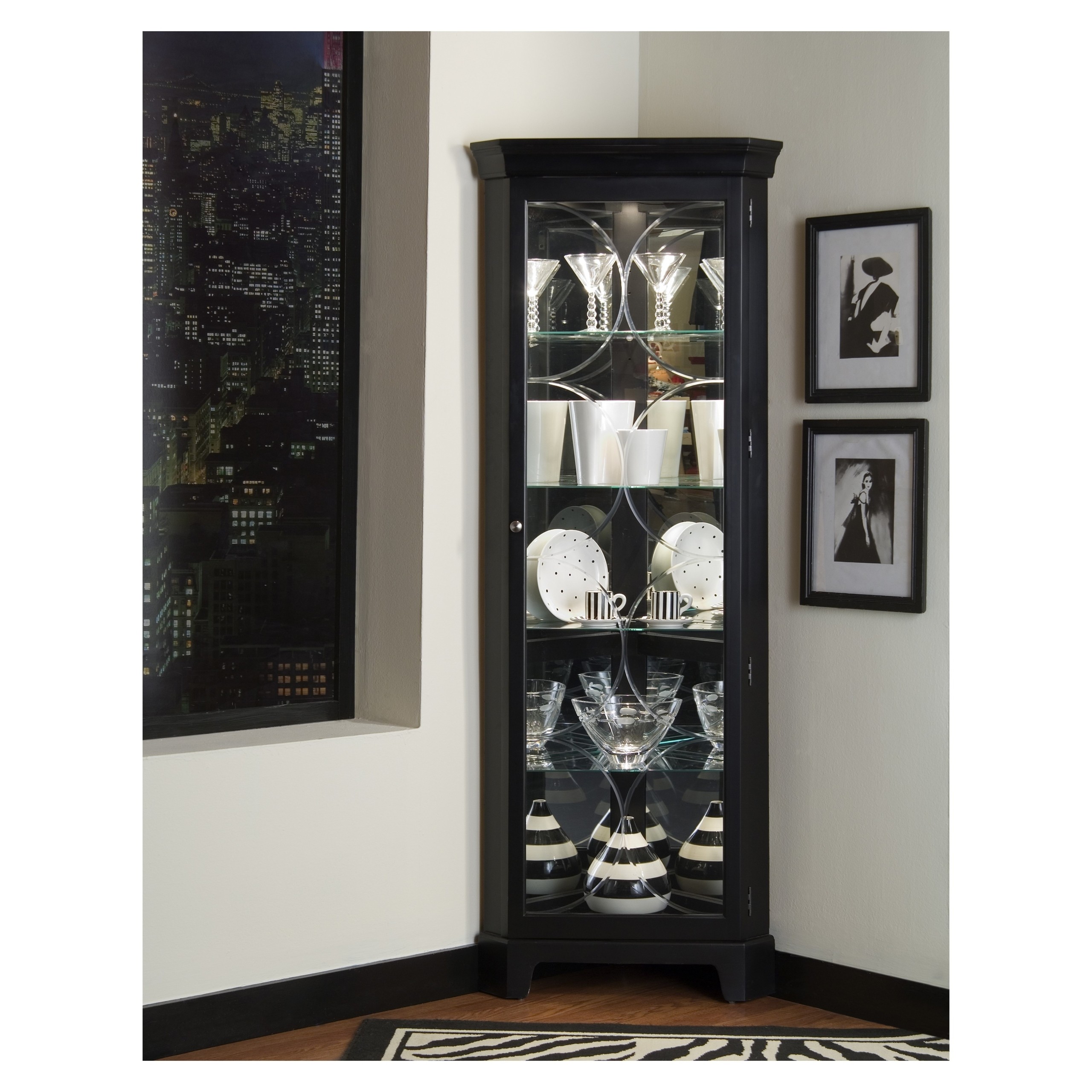 Oxford Black Corner Curio Cabinet