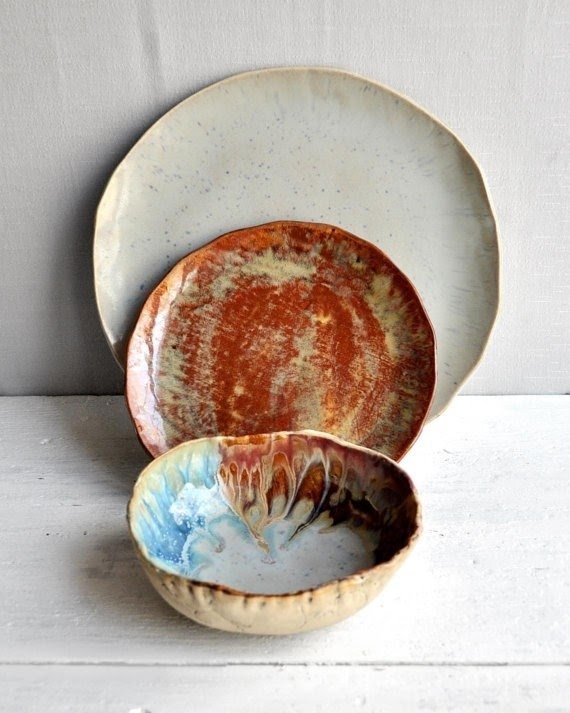 Rustic stoneware dishes