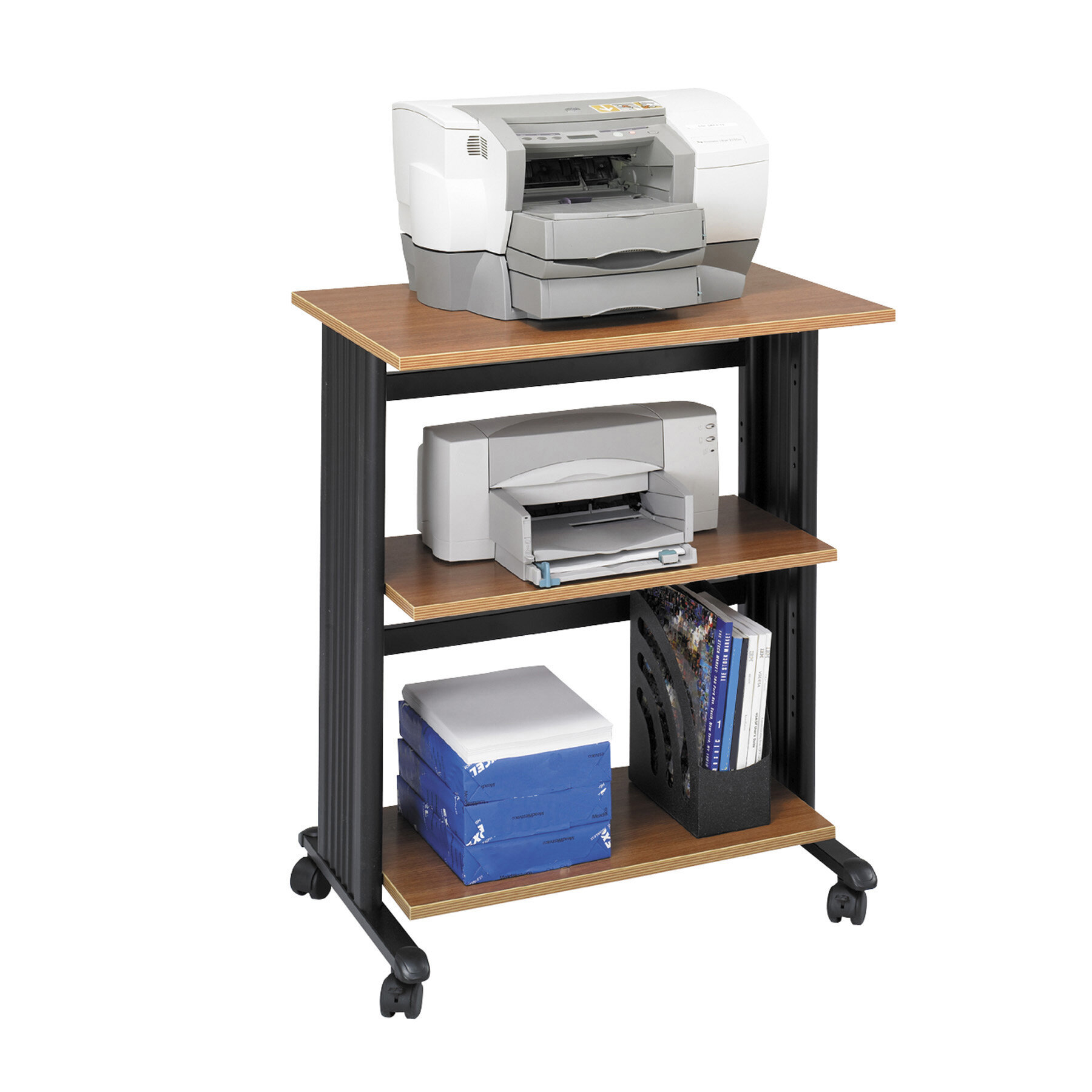 Safco Safco 1881MO Muv Three Level Adjustable Printer Stand - Medium Oak - Black