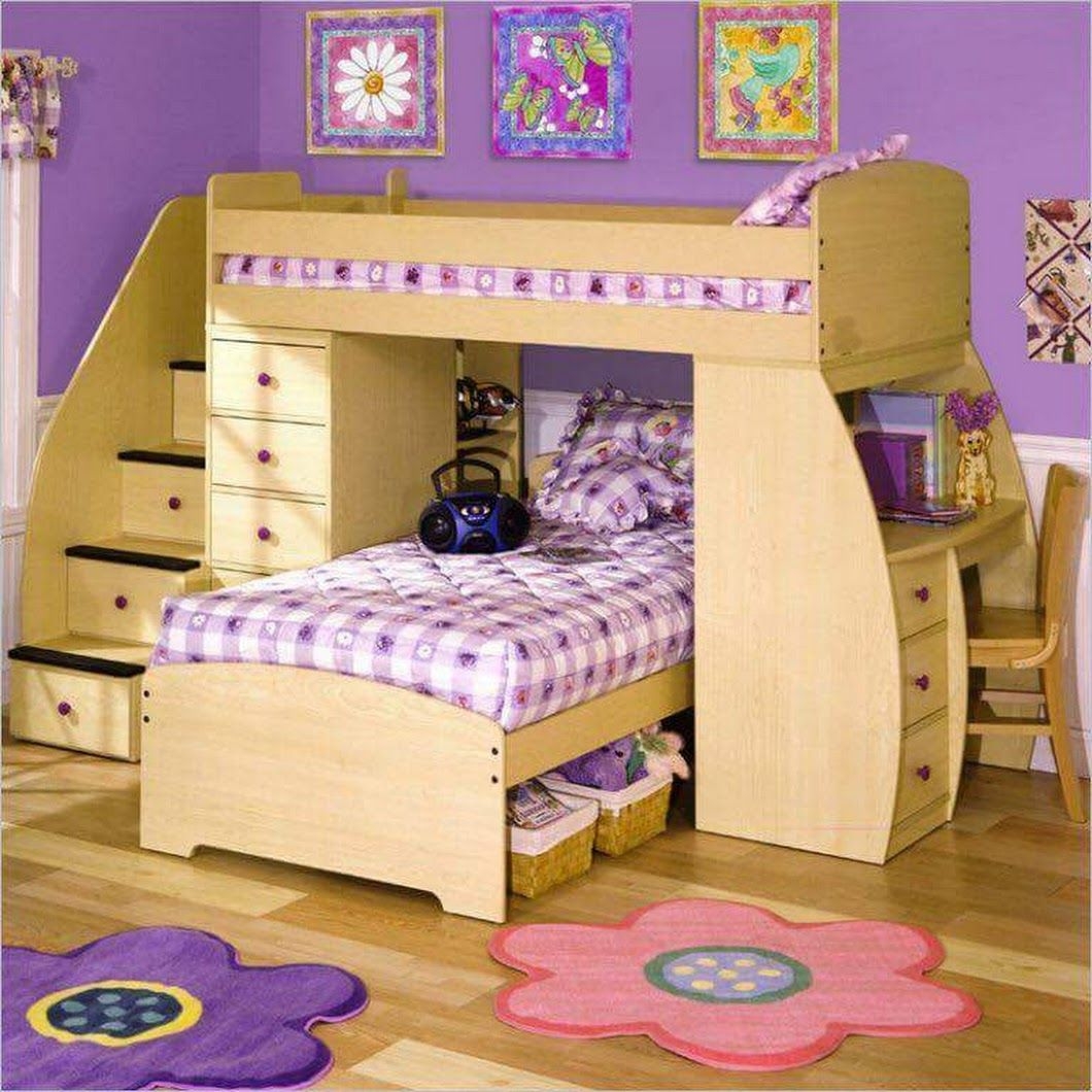 Wood bunk bed with desk underneath 2