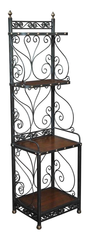 Baker Rack Old Wood Iron French Walnut Tall 73 Narrow 21 New Free Shipping