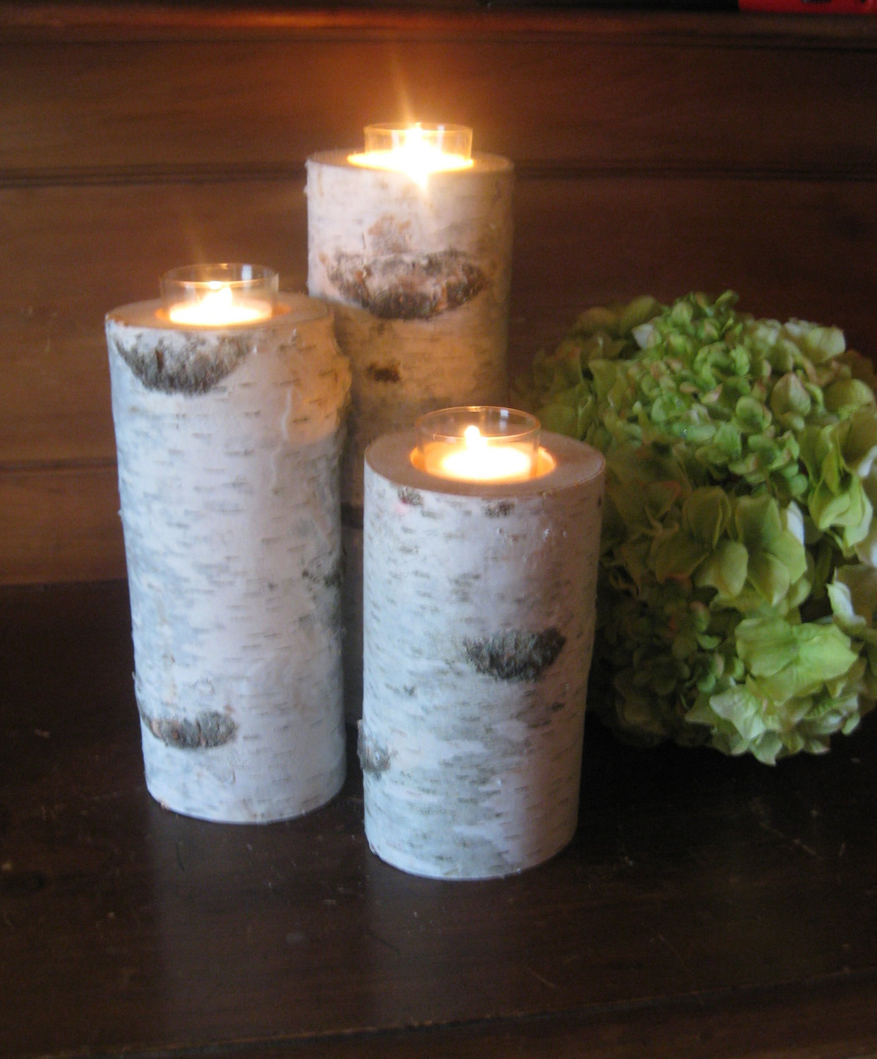 Birch Log Votive Light Candle Holder