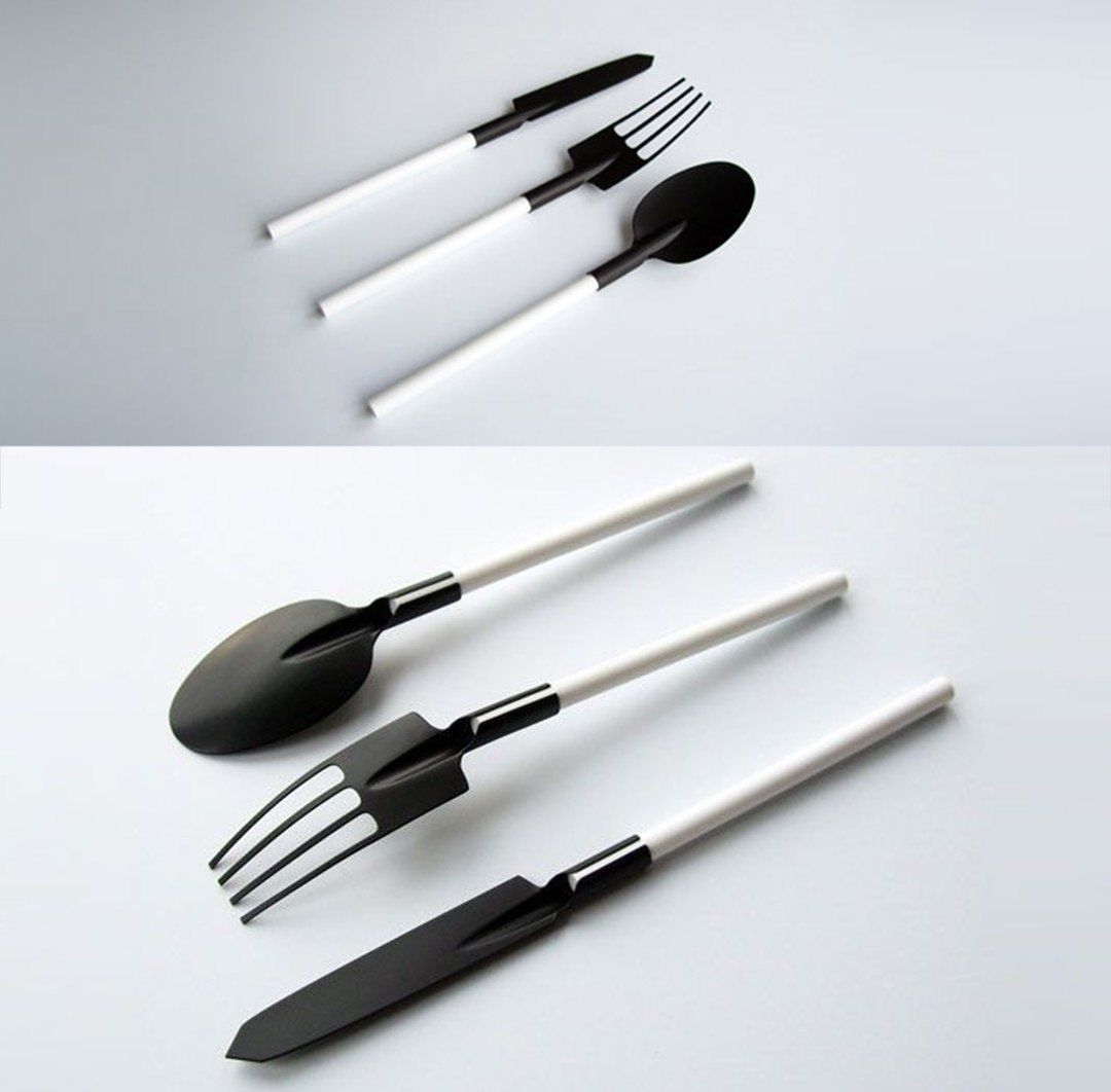 Black handle flatware 15