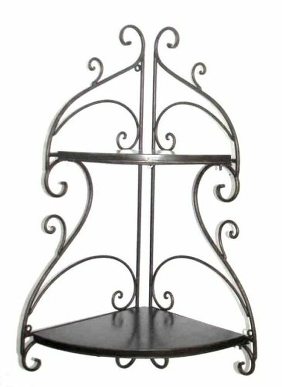 Corner metal shelf