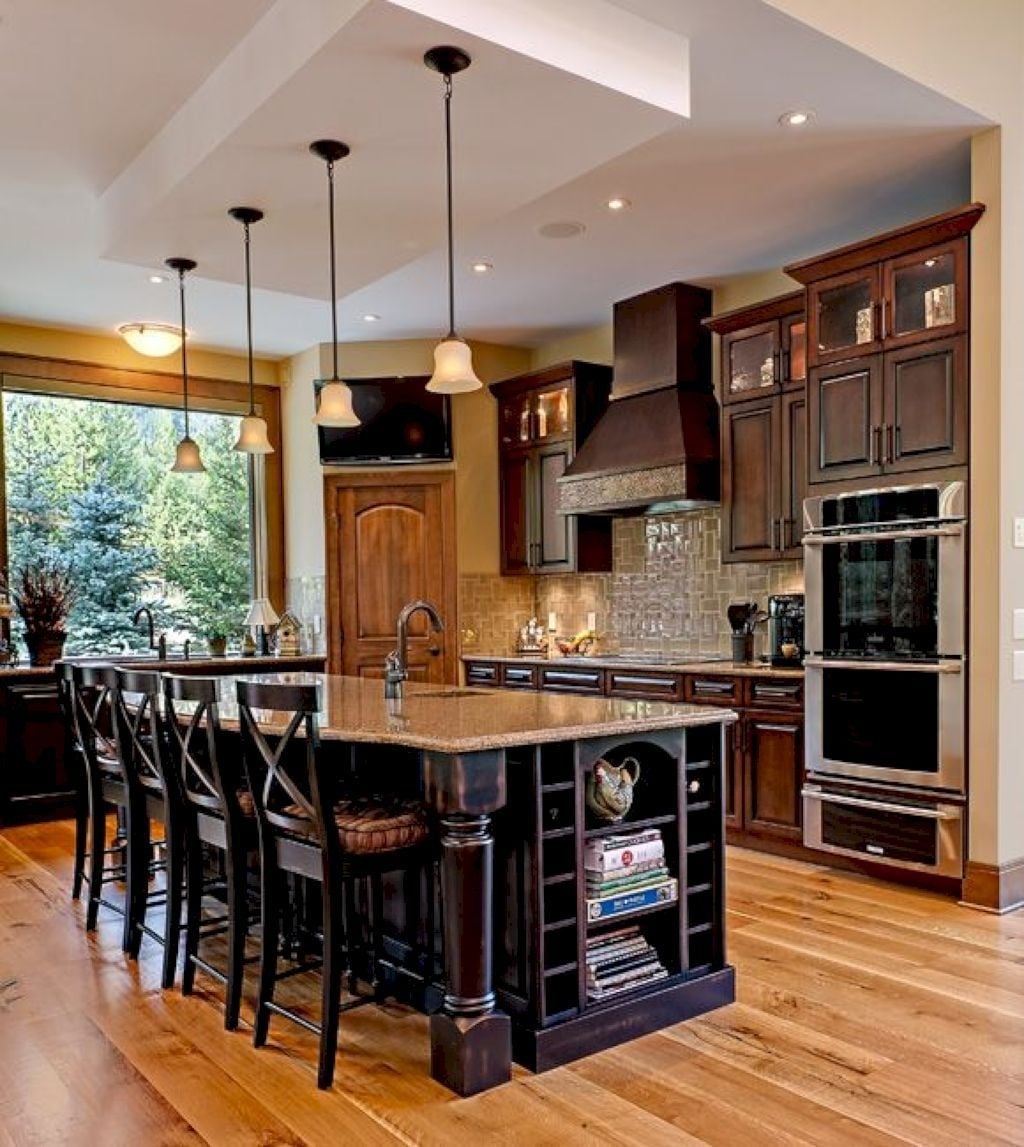 Dark wood kitchen island