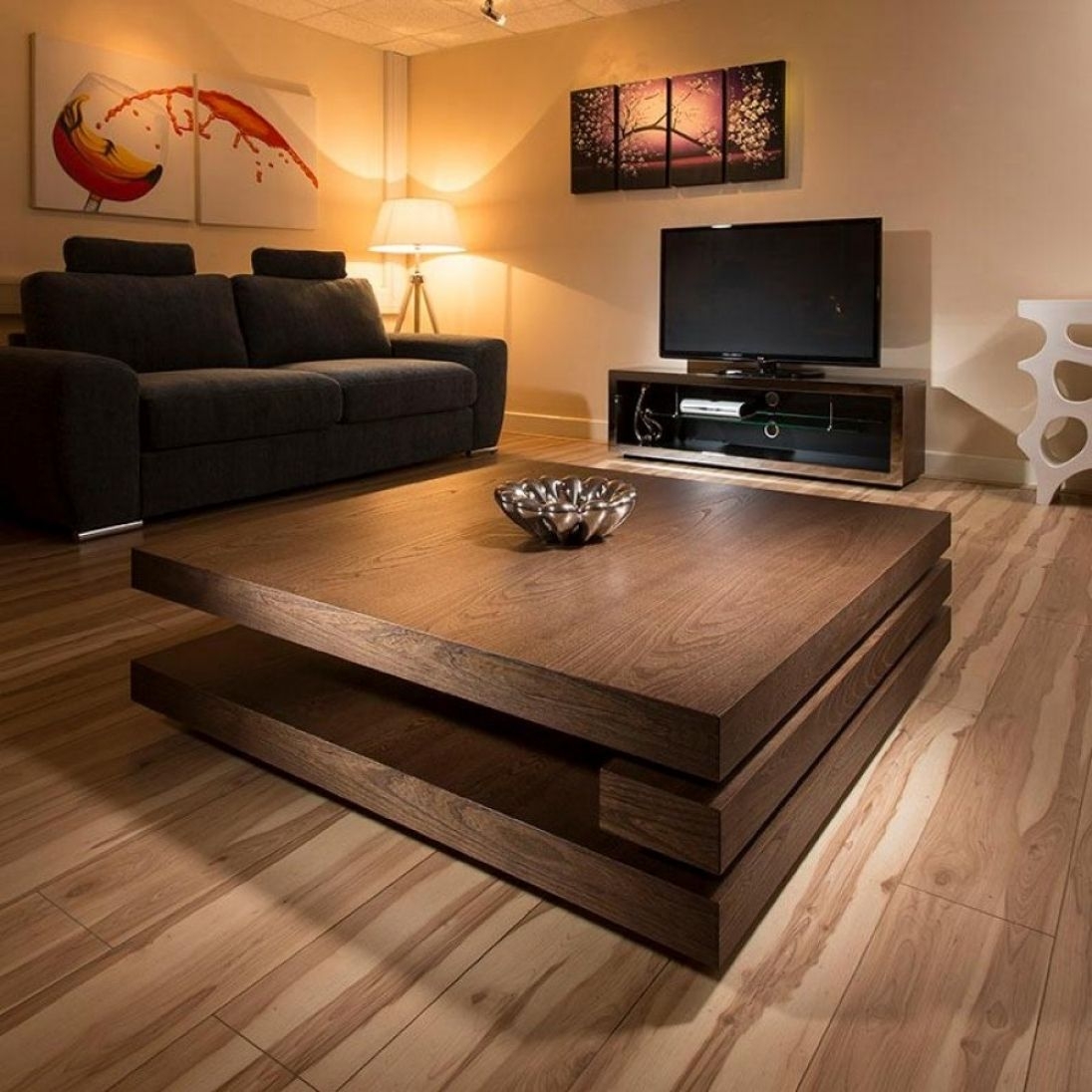 Dark wood square coffee table 9