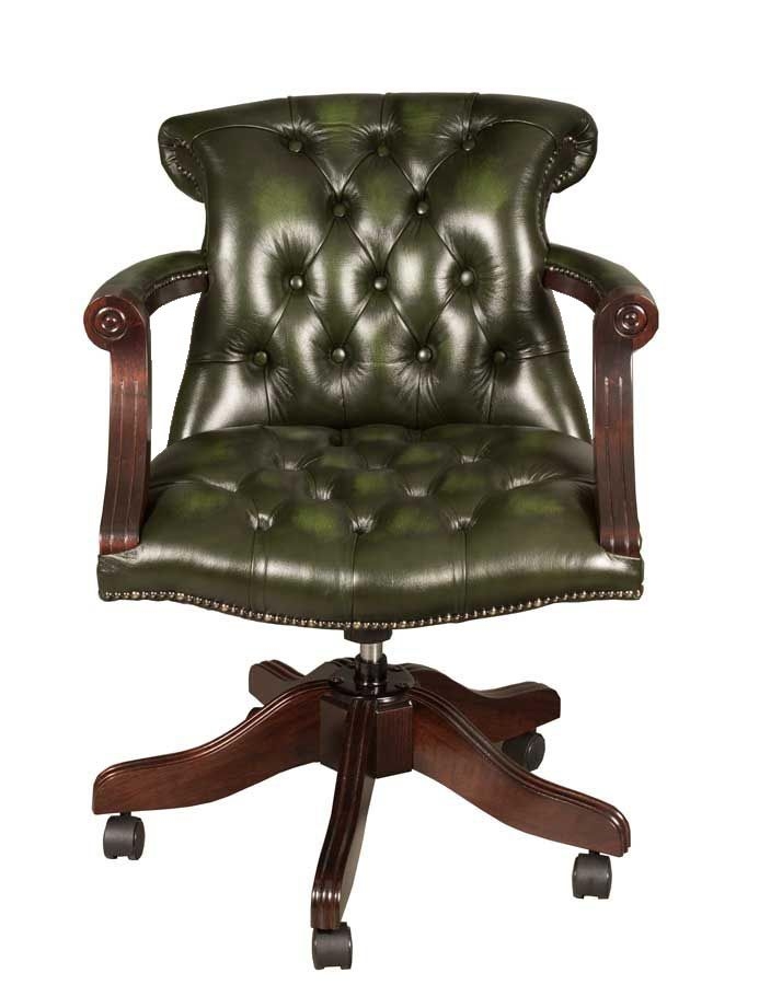 Green leather desk chair