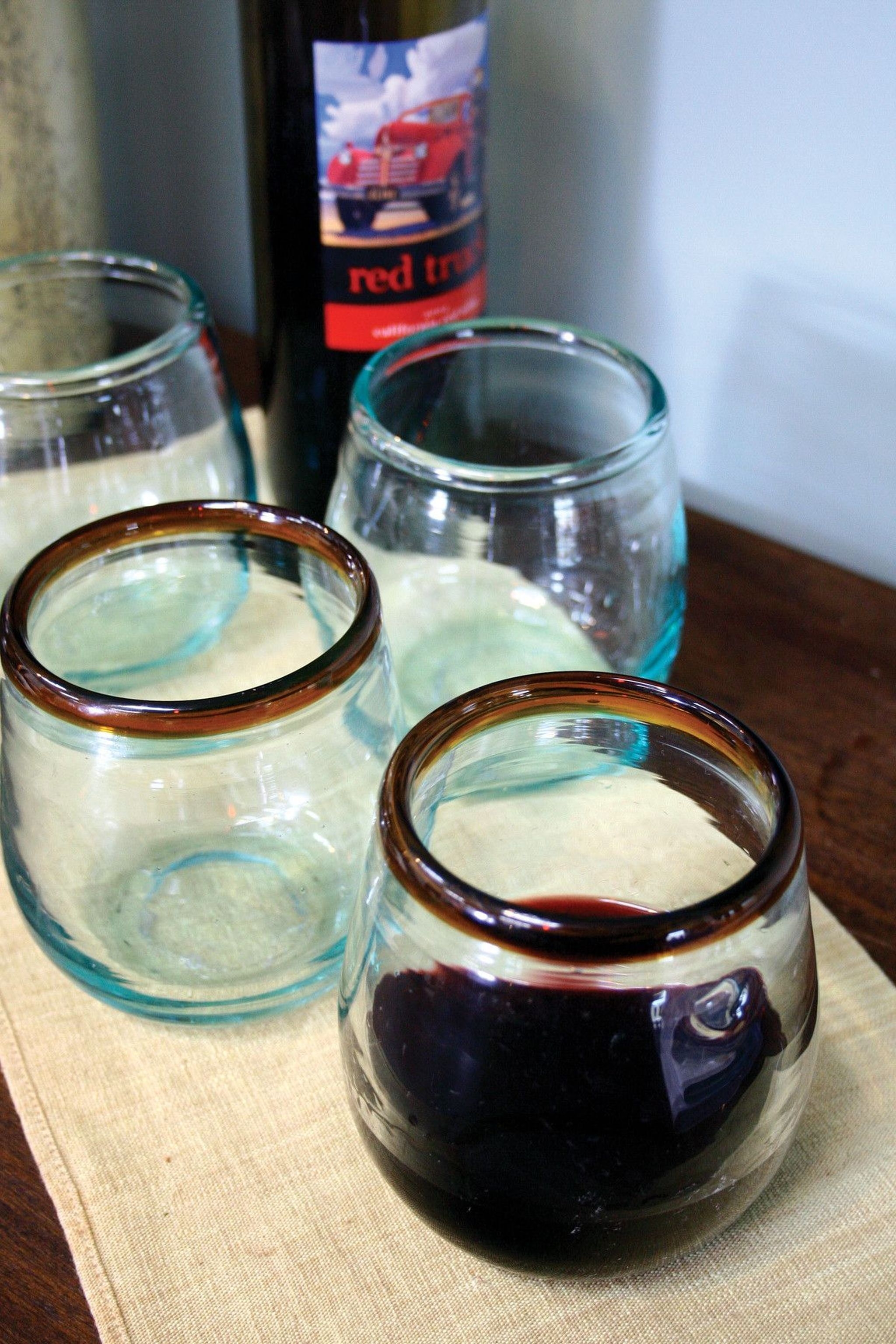 Hand blown stemless wine glasses 12