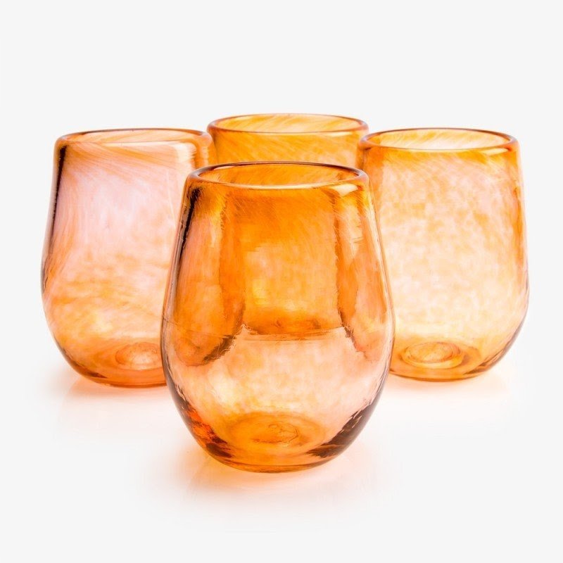 Hand blown stemless wine glasses 6