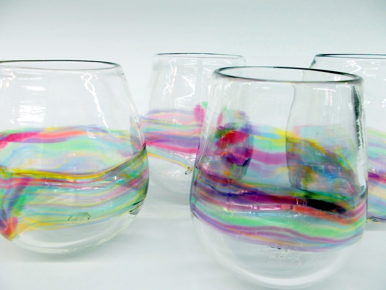 Hand blown stemless wine glasses 8
