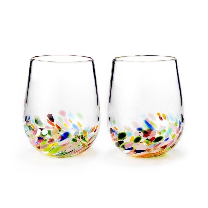 Hand blown stemless wine glasses