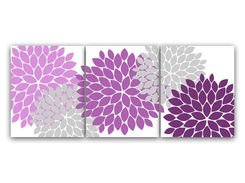 Home decor wall art purple and gray