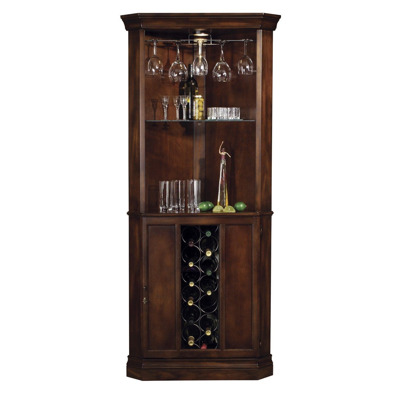 Howard Miller Piedmont Rustic Cherry Finished Corner Home Bar & Liquor Cabinet - 690000