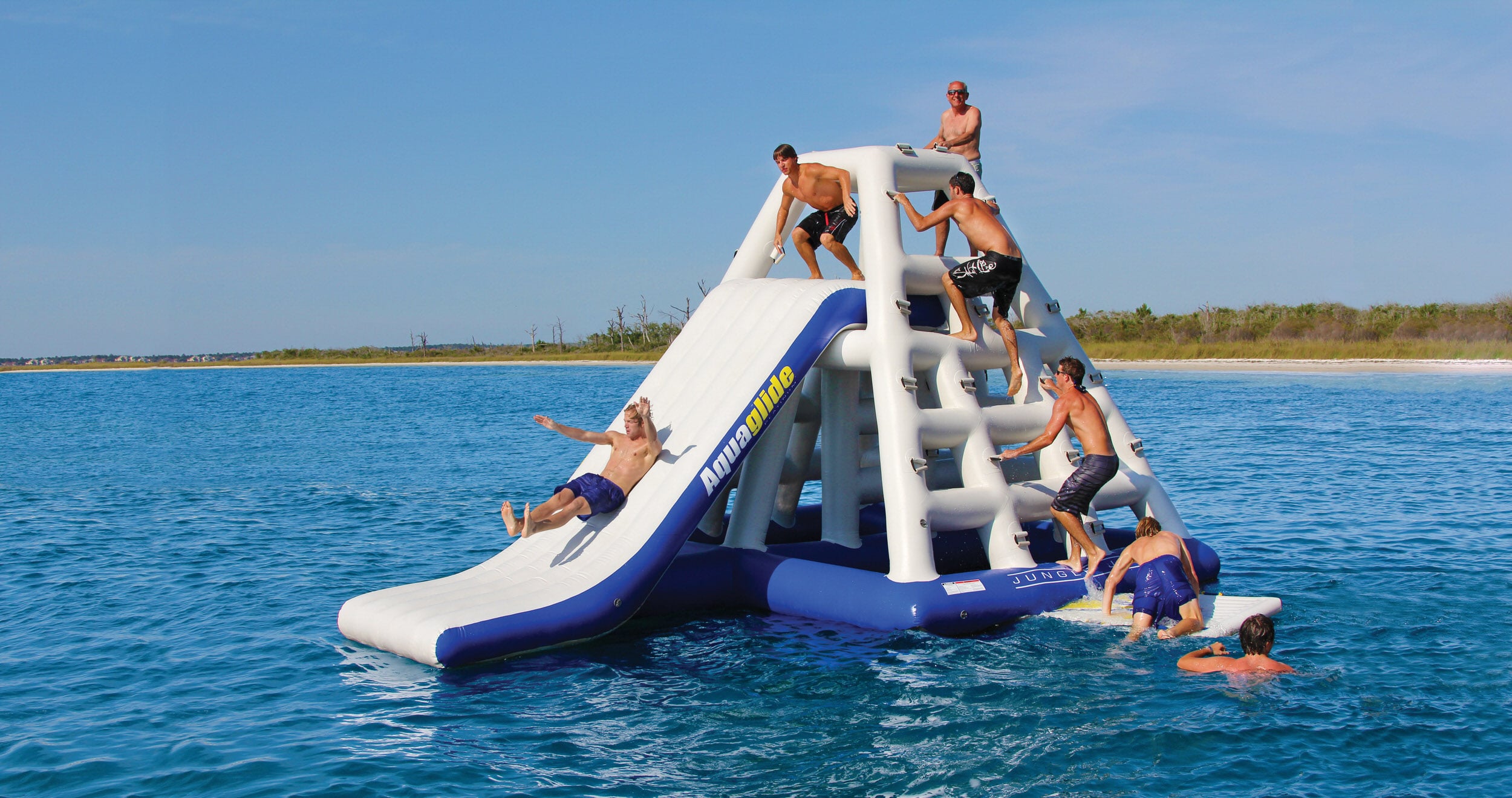 Inflatable lake slide