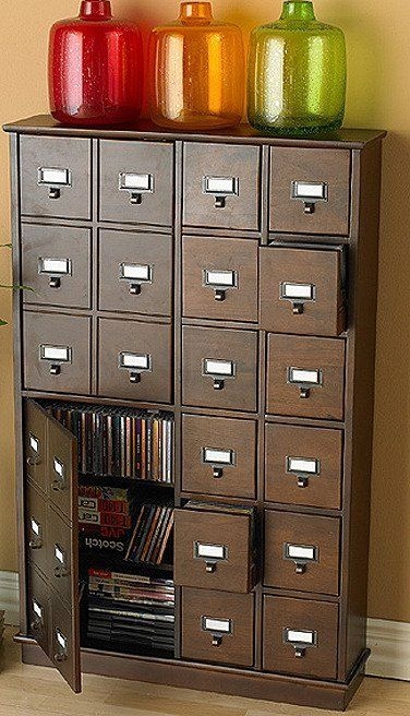 Library style storage cabinet