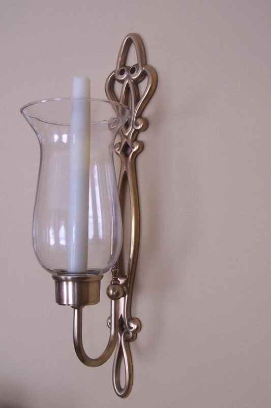 Set of 2 hurricane candle sconces aged brass