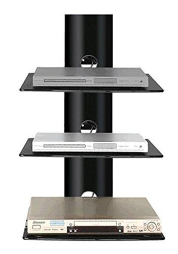 2xhome - NEW TV Wall Mount Bracket & Three(3) Triple Shelf Package - Secure LED LCD Plasma Smart 3D WiFi Flat Panel Screen Monitor Monitor Display Large Displays - Flat Thin Ultra Slim Sleek Against the Wall Adjusting Adjustable - Triple 3 Tier Under TV T