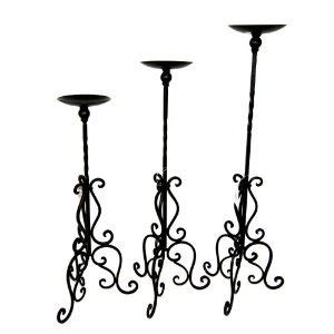 3 floor candelabras in wrought iron
