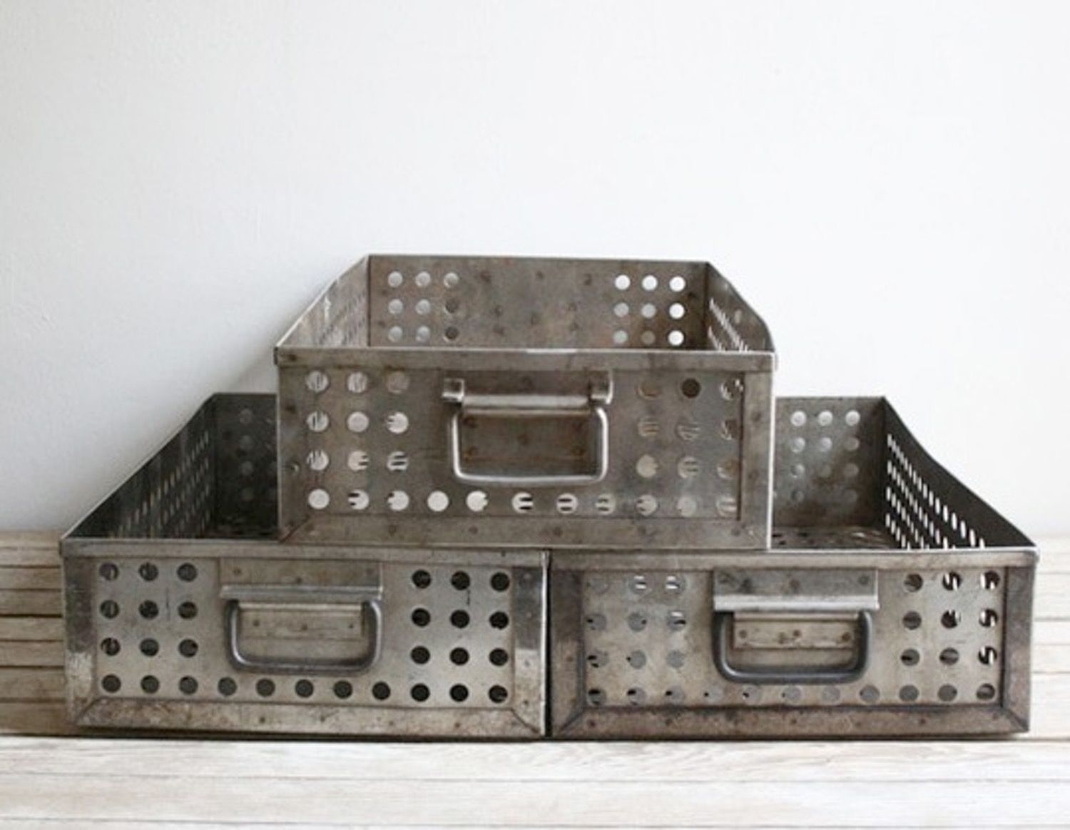 Decorative metal storage bins