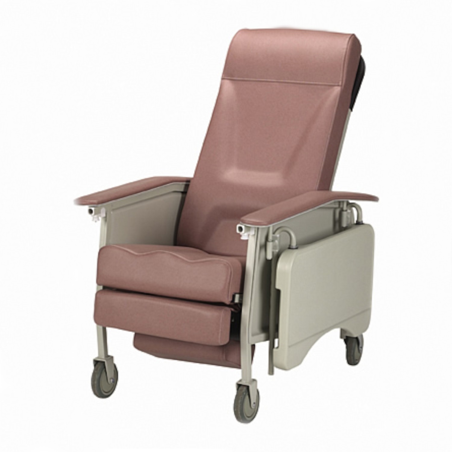 Deluxe Reclining 3 Position Chair w/ a Built-in Collapsible TV Table (Invacare 3 Position Deluxe Geri Chair Recliner in Jade, Rosewood, & Blue Ridge Blue)