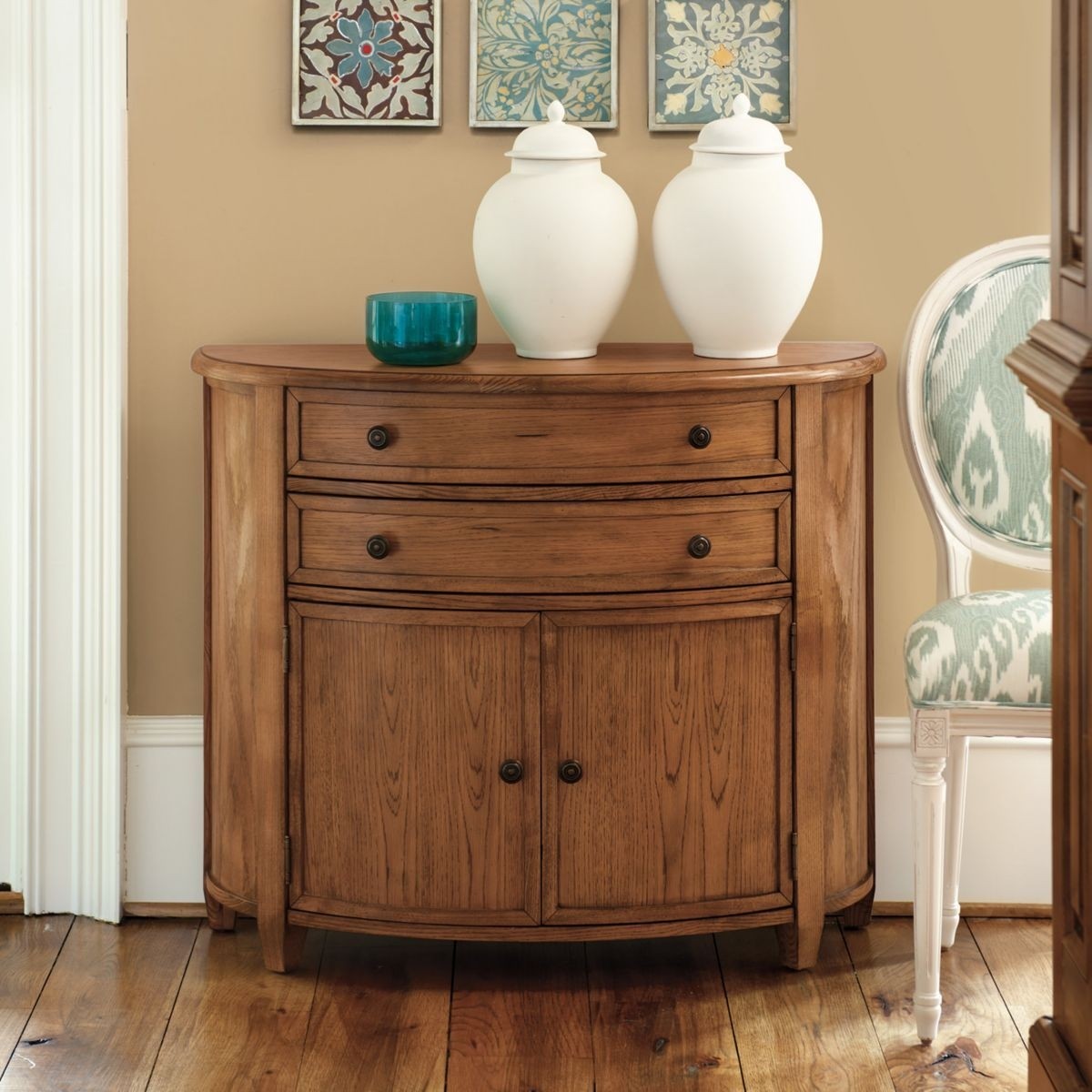 Demilune console cabinet 19