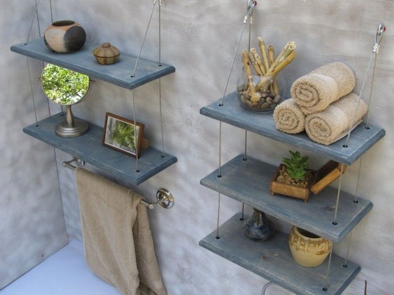 Floating glass shelves for bathroom