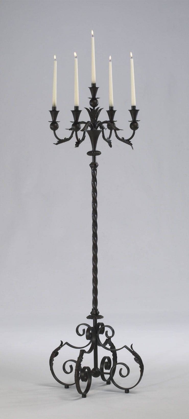 Floor standing metal candle holders