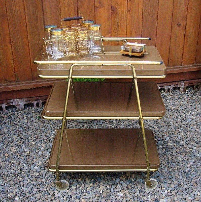 Mid centruy modern serving cart drink