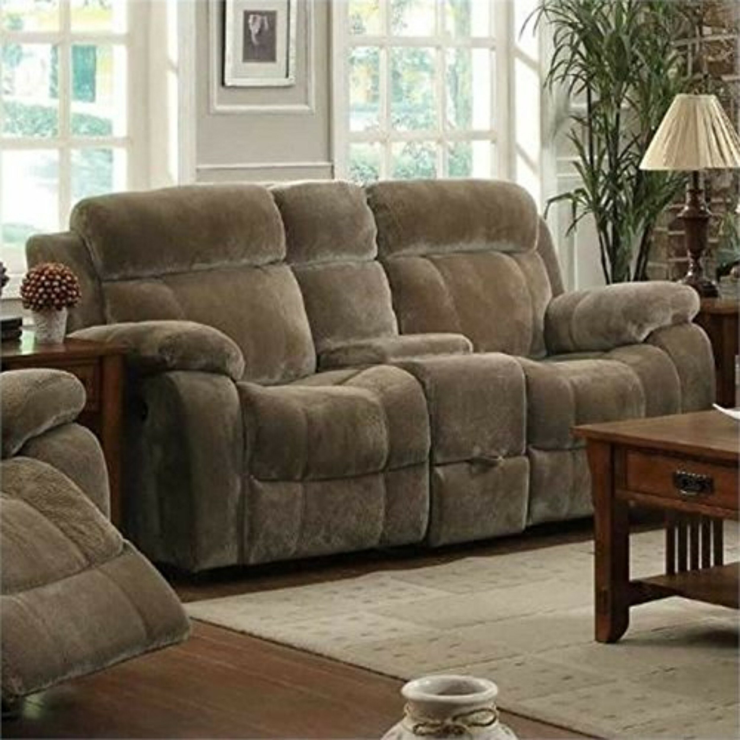 Reclining loveseat with console cup holders 1