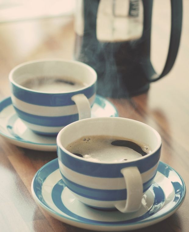 Black and white striped coffee mugs