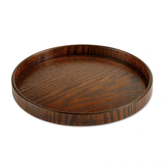 Round wooden tray