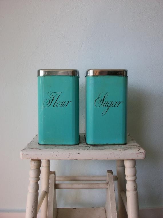 Vintage kitchen canisters 1950s flour