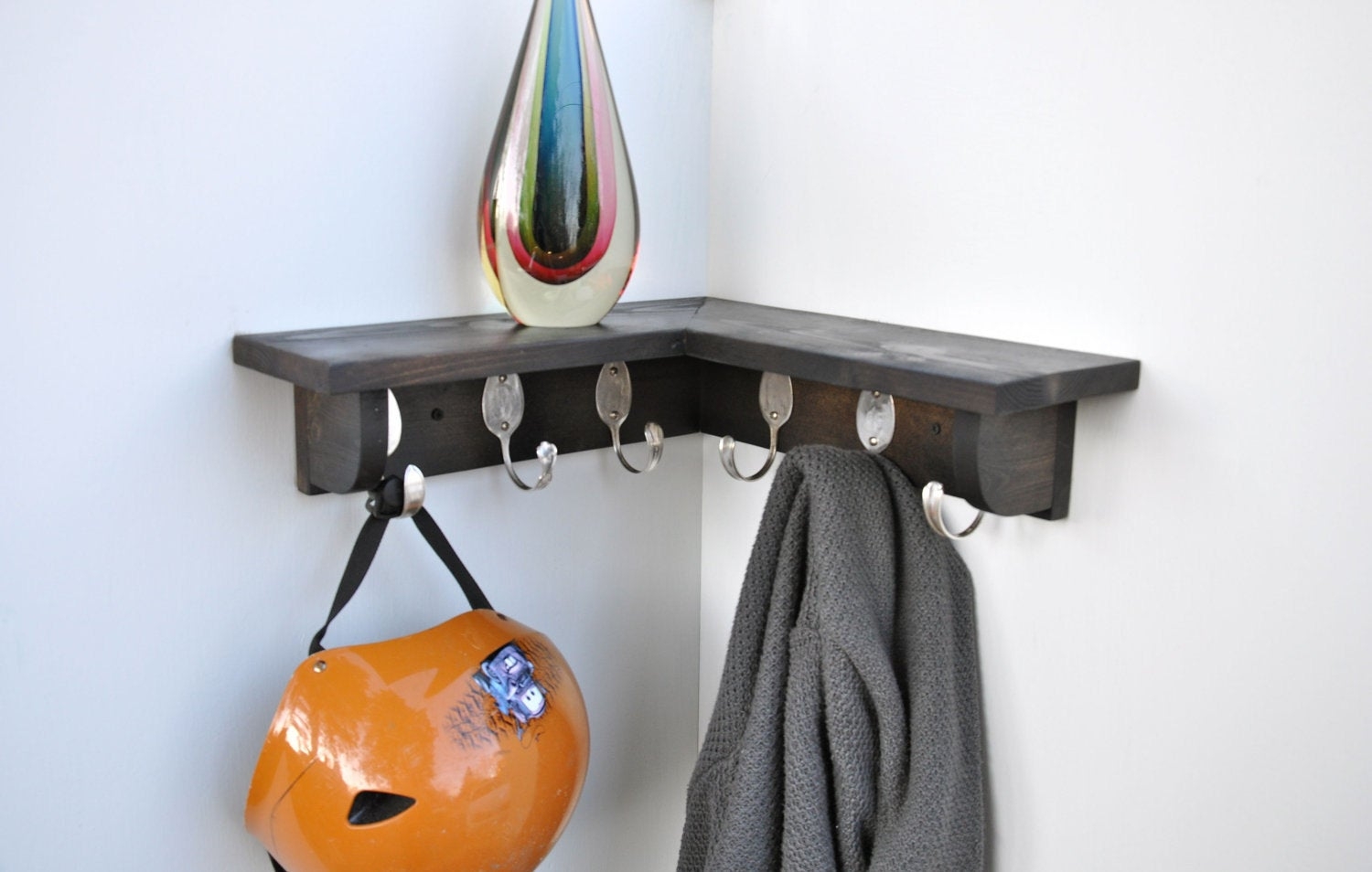 6 spoon hooks coat rack with corner